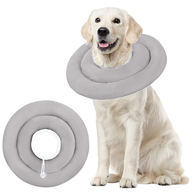 IBLUELOVER Collar Dog Cat Protective Collar Waterproof Protective Collar Antibite Elizabethan Collar Soft Dog Collar for Pets After Surgery Injury Recovery L gray