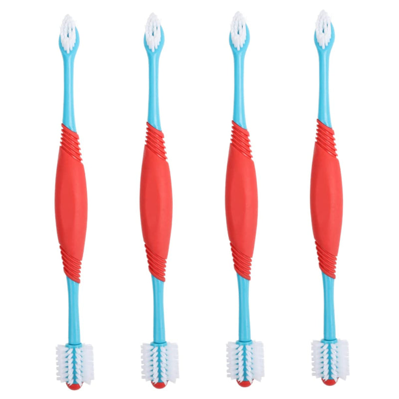 Pack of 4 Pet Toothbrushes with Double Head, Effective Dog Dental Care, Soft Bristles for Thorough Cleaning, Dental Hygiene for Dogs and Cats, Easy to Use