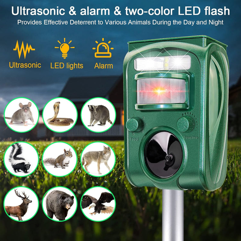 AngLink Ultrasonic Cat Deterrent Solar Animal Repellent Marten Deterrent IPX44 Waterproof with 5 Mode Motion Sensor Dog Deterrent to Repel Cats Martens Dogs for Garden - PawsPlanet Australia