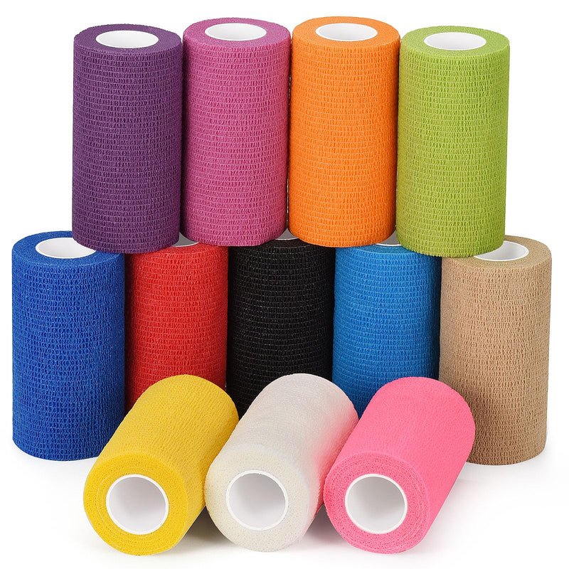 12 Rolls of Self-Adhesive Wrap 10cm Cohesive Wrap