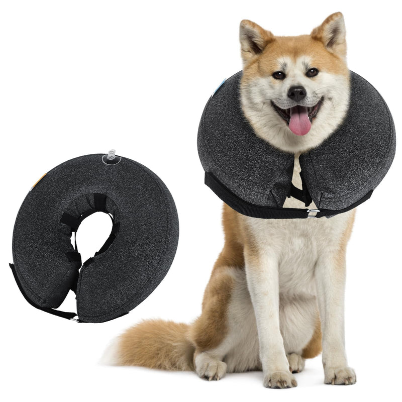 Inflatable Collar for Dogs and Cats, Protective Collar Dog with Adjustable Velcro Fastening, Dog Collar, Leak Protection for Recovery After Surgery or Wounds, Dog Leak Protection (L) large / 1