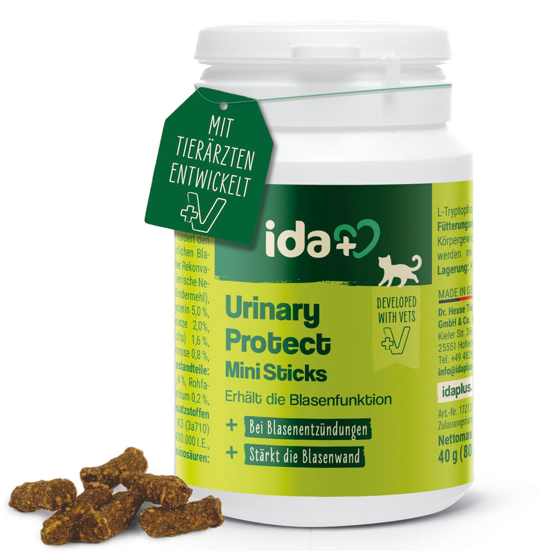 Ida Plus Urinary Protect Mini Sticks - Vitalfood for the maintenance of functional bladder and urinary tract - for susceptibility of urinary tract infections promotes building and maintenance of natural bladder function - 40 g