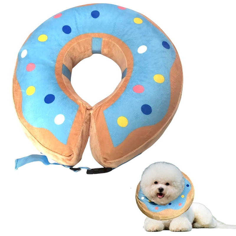 LittleBean Inflatable Neck Collar Dog Cat Protective Collar for Pets Dog Collar Leak Protection for Recovery After Surgery or Wounds (Blue Donut, [Neck: 9.5 - 11.5"] M) blue donut [neck: 9.5"-11.5"] M