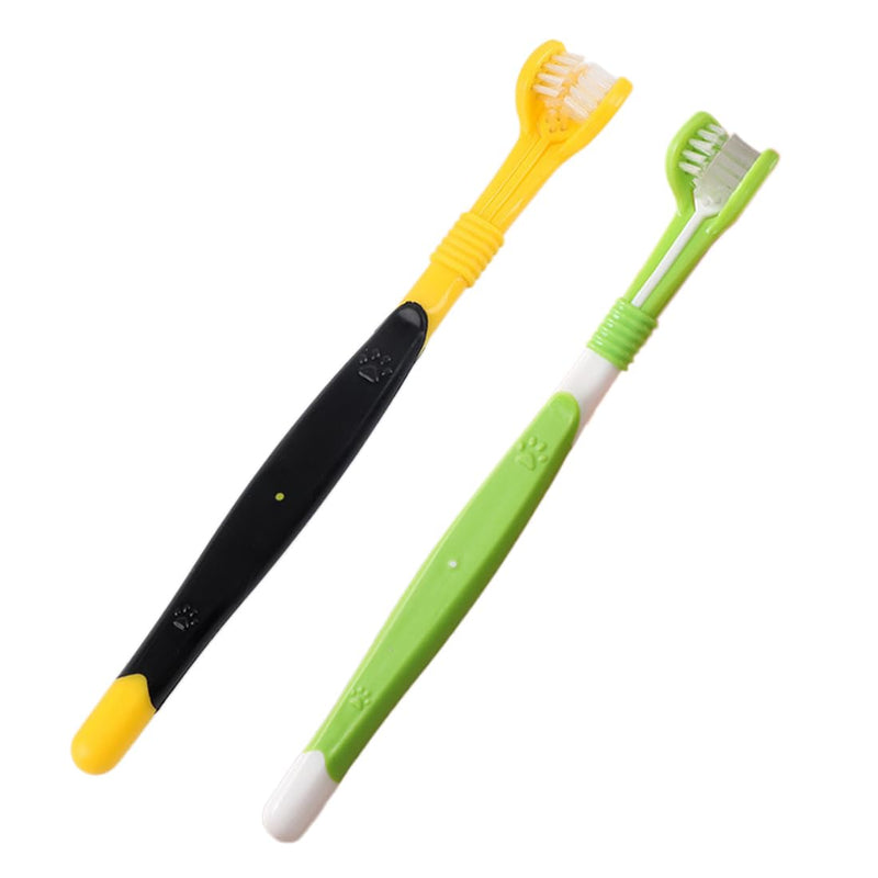 2 x Dog Toothbrush Pet Toothbrush for Dogs Pet Toothbrush Triple Head Dog Toothbrushes Long Handle Dog Toothbrush for Dogs and Cats