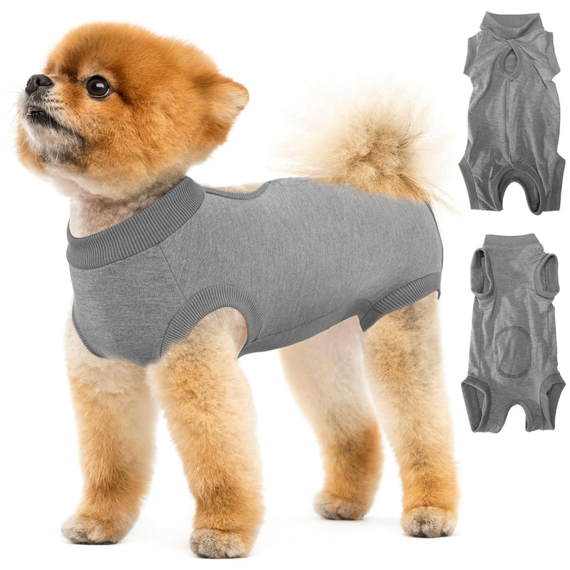 Eyein Dog Bodysuit After Op, Breathable and Comfortable Onesie for Dogs with Adjustable Fastening, Wound Protection Suits for Dogs to Prevent Licking - E-Collar Alternative (Grey, M) M (Chest circumference: 38-45cm) gray