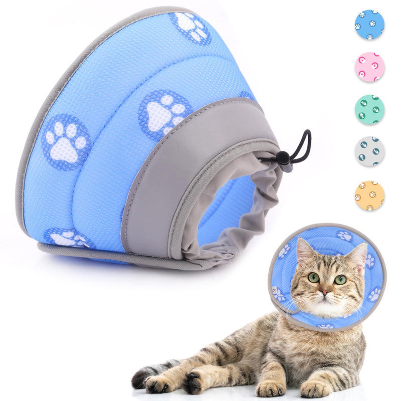 Supet Cat Recovery Collar, Adjustable Cat Collar, Soft Collar Cone for After Surgery and Injuries for Puppies, Small Dogs and Cats (Blue, M) blue M- (Hals: 16-24cm)