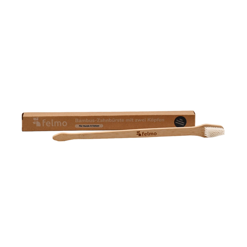 Felmo Bamboo Toothbrush for Dogs and Cats with a Smaller and a Larger Brush Head for Different Areas, BPA Free, Dental Care for Dogs and Cats