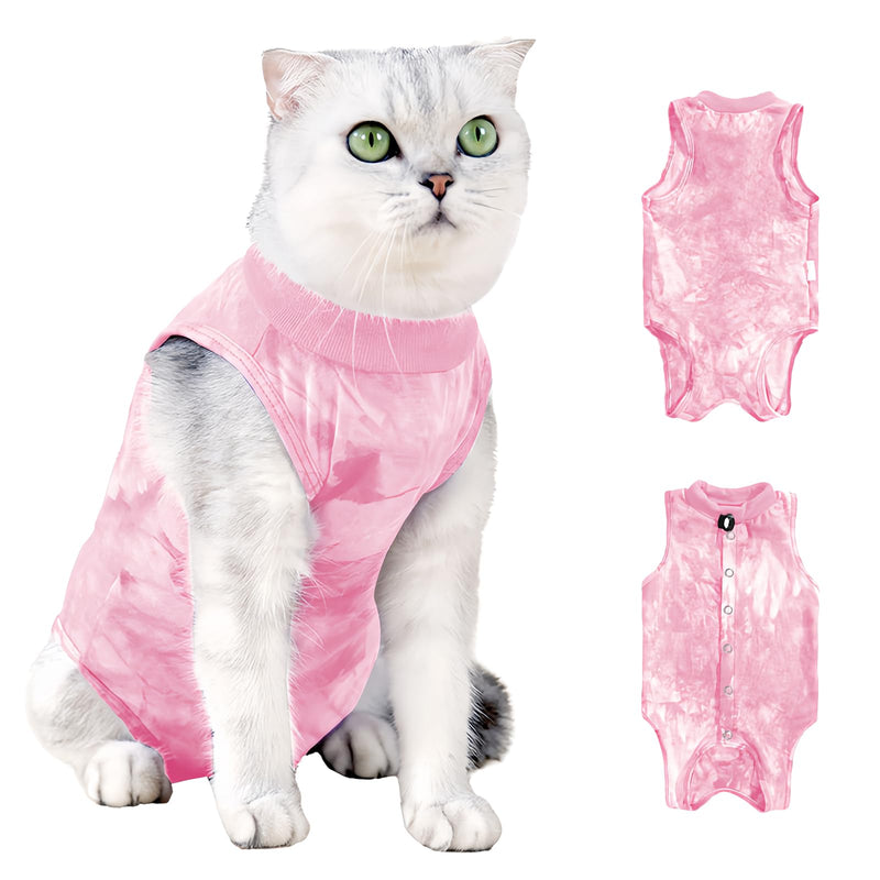 Cat Bodysuit After Surgery Castration Cat, Cat Surgical Recovery Suit, Cat Clothing Anti-Leaking Recovery Suit Cat Medical Cat Suit, Cone E Collar Alternative (Pink, M) pink