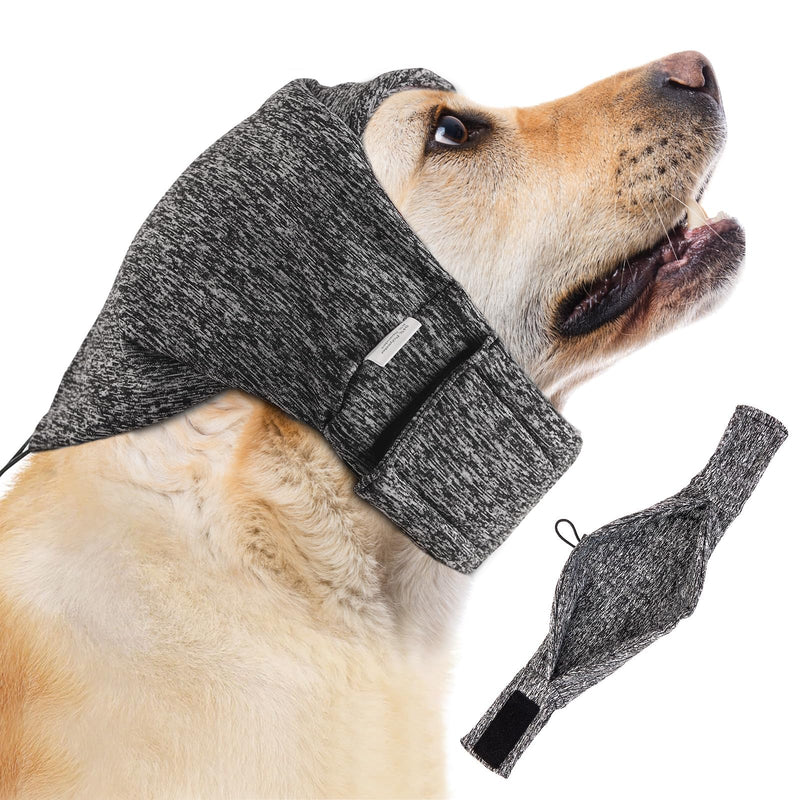 EASY JOY Adjustable Earmuffs Dog, Adjustable Earmuffs for Pets, Earmuffs for Dogs, Dog Soothing Headwear, Grey M black