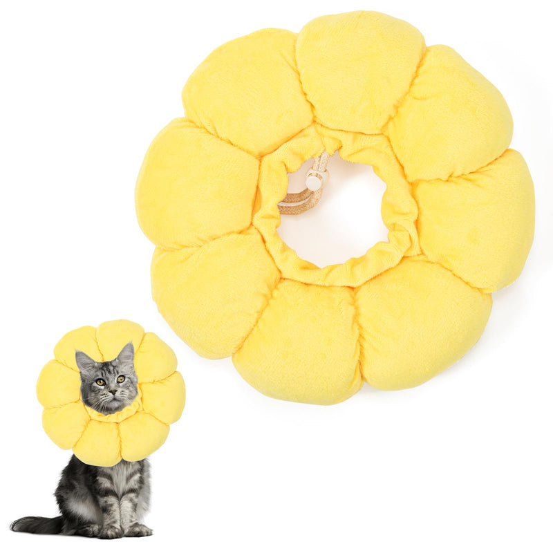 Cat Collar, Cat Collar, Elizabethan Collar for Cats, Soft Adjustable Collar for Pet Recovery, Protection from Licking and Scratching After Surgery (Yellow, M) yellow