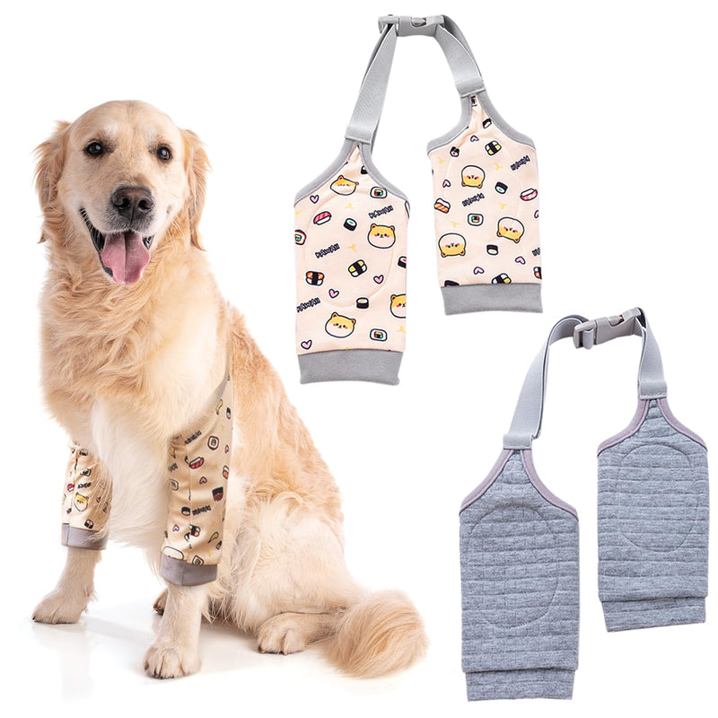 TNSLAND Pack of 2 Recovery Sleeve Dog, Licking Protection, Dog Elbow Pads, Dogs, Elbow Bandage Dog for Prevents Licking Wounds (Yellow, Grey, XXL)