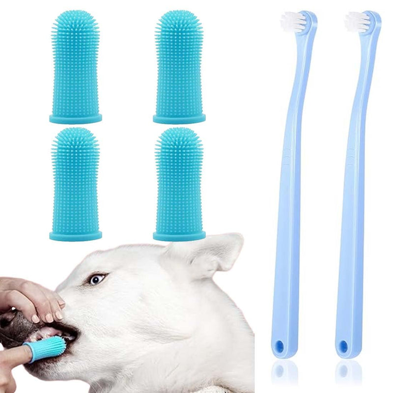 SULIUDAJI Pack of 6 Dog Toothbrush, Dog Toothbrush, Fingerling, Reusable, Round Pets Teeth Cleaning, Silicone Toothbrush for Dogs, Cats, Dental Care, Dog Toothbrush for Small Large Dogs