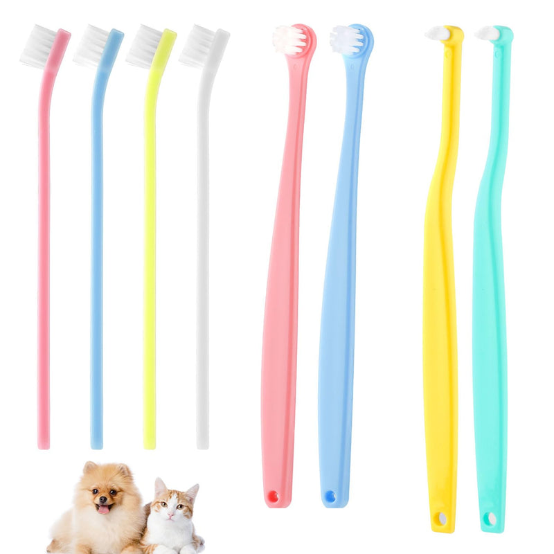 8-Piece Dog Toothbrush Set, 3 Designs, Cat and Dog Toothbrush, Micro Brush Head, Puppy Toothbrush, Soft Bristles, Dental Care Set for Dogs to Remove Plaque (Colour 1)