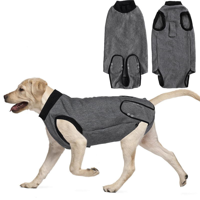 Grantop Dog Bodysuit After Op, Breathable Wound Protection Suit for Dogs, Dog Castration Body, Recovery Suit with Fastening, Alternative to Dog Cones L gray