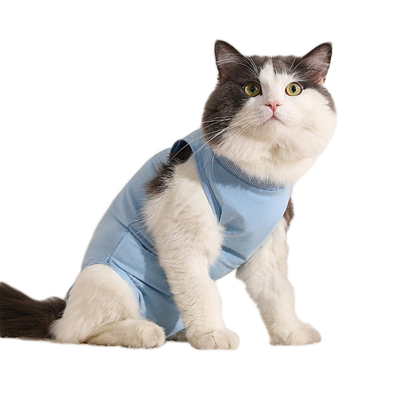 Body Cat After Surgery, Sterilization, Jumpsuit for Cat After Surgery for Abdominal Wounds or Skin Diseases to Prevent Licking Wounds (Blue, M) blue