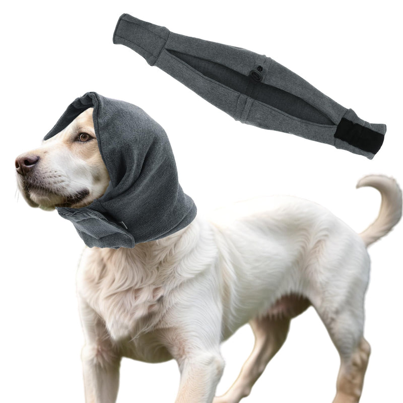Adjustable Calming Headband for Dogs with Magic Bands, Calming Hood for Dogs Against Anxiety, Keeps them Warm, Ear Protection Grey M | Grau, M, Polyester, Mit Magischen Bändern, Gegen Angstzustände, Hält Warm, Sanfter Druck, Bei Fellpflege, Reisen, Lärm