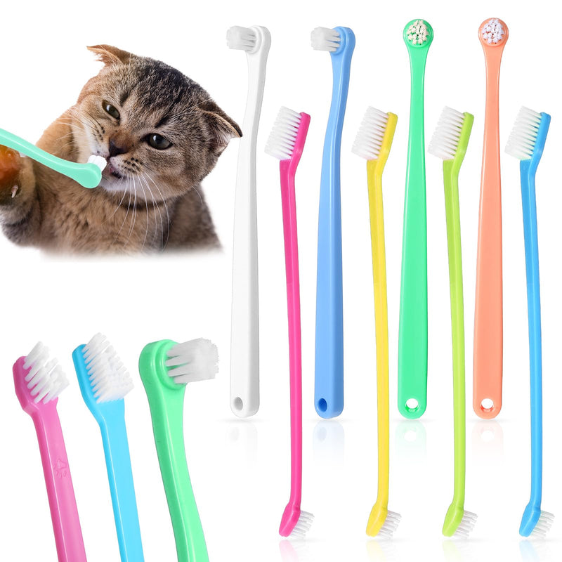Tyqour Pack of 8 Small Dog Toothbrushes Small Soft Dog Toothbrush for Small Dogs Cats Toothbrush Mini Portable Pet Cats Cat Toothbrush for Cats Dogs Puppies Kittens Small Breeds