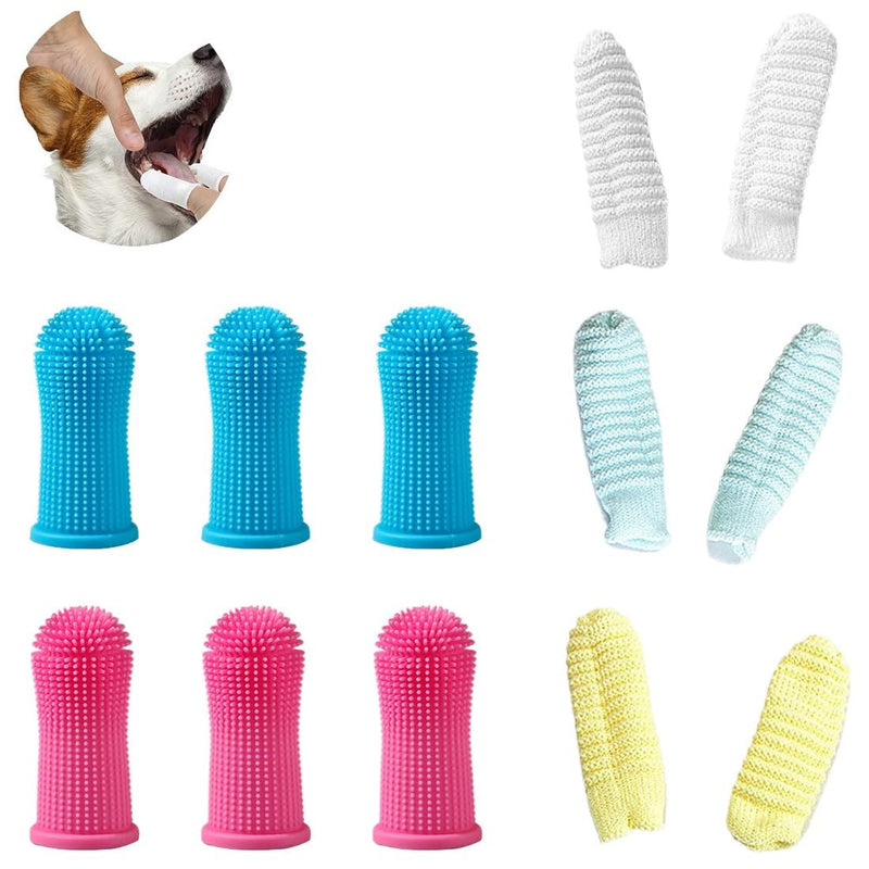 Pack of 12 Dog Toothbrush, 360º Dog Finger Toothbrush, Cat, Dog Toothbrush, Silicone Pet Teeth Cleaning Toothbrush Kit for Dogs, Puppies, Cats & Small Pets Dental Care