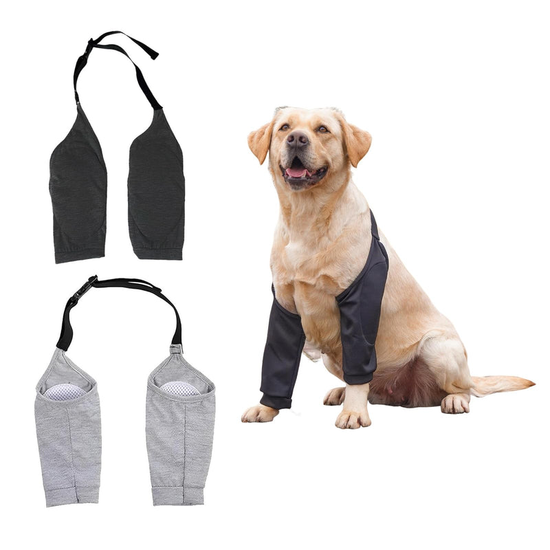 PARFCO Pack of 2 Elbow Support for Dogs, Adjustable Knee Support for Dogs, Size XXL Elbow Pads for Dogs, Black and Grey, with Mesh Elbow Pads, for Protection Joints and Knees Dogs Black, grey