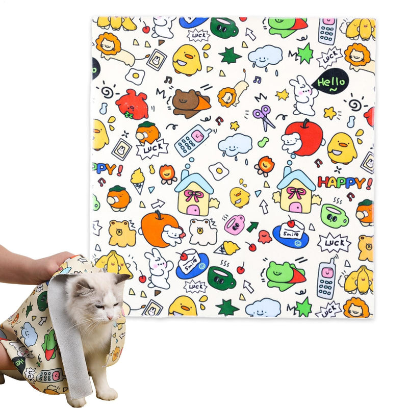 Burrito Swaddle for Cats, Soft Cat Blanket for Wrapping Cats, Anti-Escape Calming Wrap, Cat Care Accessories for Blowing, Scratching and Biting Calming 70 x 70 cm