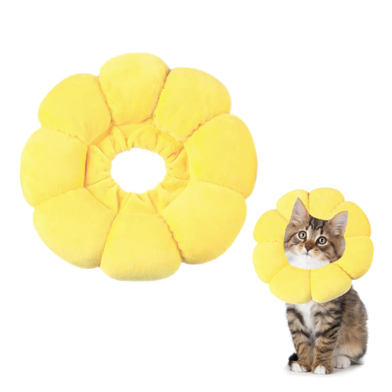 Cat Collar After Surgery - Leak Protection for Small Dogs and Cats - Yellow Pet Collar in Flower Shape