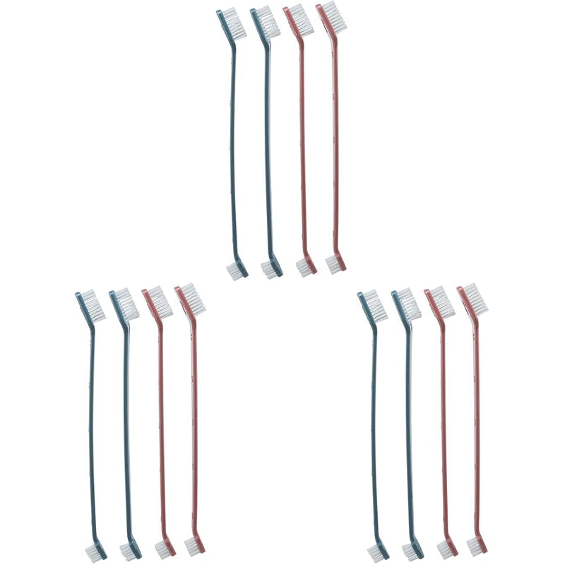 TRIXIE Toothbrush Set for Dogs and Cats - 4 Pieces - 23 cm - Red and Blue - Targeted Cleaning All Teeth - 2558 (Pack of 3)