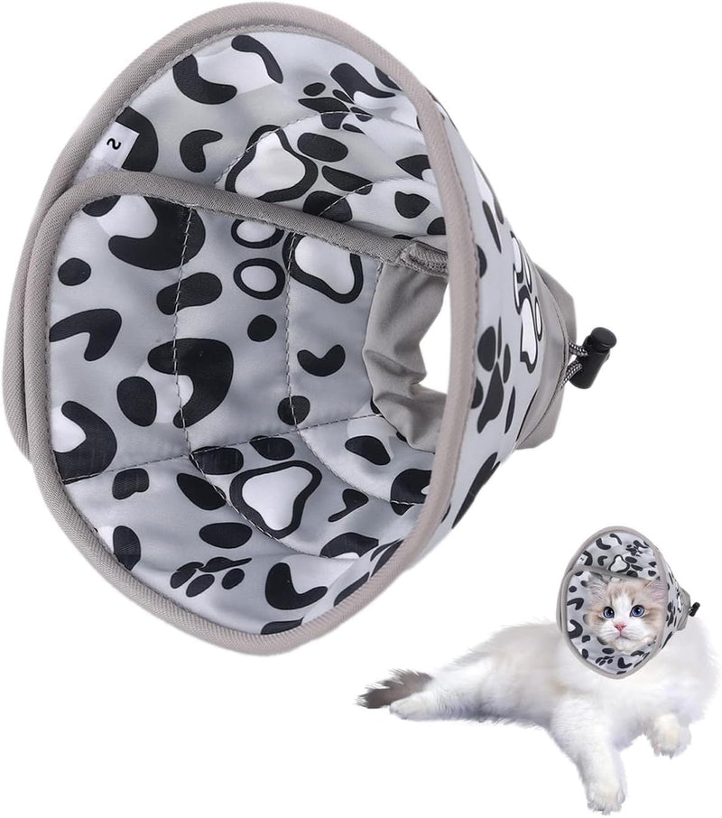 Cat Collar Soft, Soft and Adjustable Cat Collar, Pet Collar, Lightweight Dog Collar, Prevents Licking Wounds, Cat Collar (Grey, S)