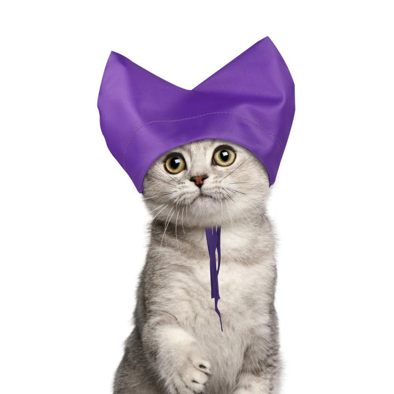 Waterproof Bath Cap for Cats and Small Dogs - Shower Cap with Ear Protection for Bathing, Care and Rain purple