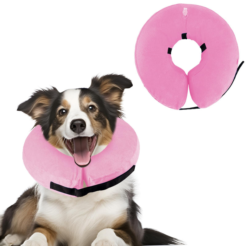 Dog Collar for Dogs, Inflatable Collar for Post-Operative Protection Head, Chest and Belly (Pink, L) pink