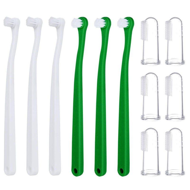 Pack of 6 Pet Toothbrushes and 6 Pieces Transparent Finger Toothbrushes, Teeth Cleaning Tools, Dental Care Supplies, Pet Accessories