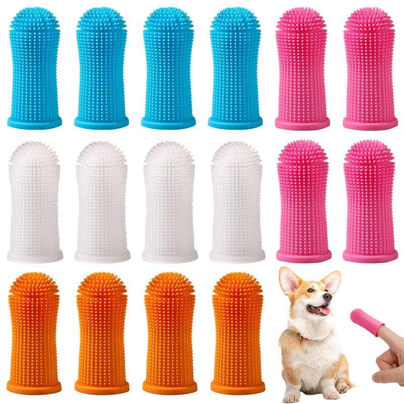 Pack of 16 Dog Toothbrush, 360º Dog Toothbrush, Finger Toothbrush, Cat, Silicone Pets Teeth Cleaning Toothbrush Kit for Dogs, Puppies, Cats & Small Pets Dental Care