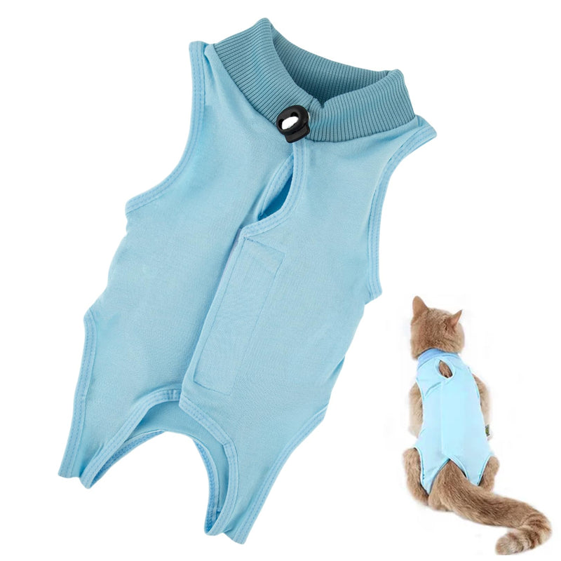 Cat Bodysuit After Surgery Castration Cat Professional, Cat Bodysuit for Cats Surgery, Recovery Suit Cat Clothing, Suit Abdominal Wounds, Breathable Cat Harness, Cat Jumper Medical Pet Blue M