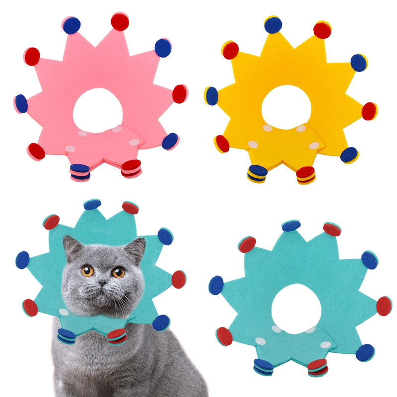 TYXHXTF 3 x Cat Protective Collar, Crown Collar Cat Collar, Soft, Anti Bite Safety Adjustable, for Cats Small Dogs After Surgery and Injuries, M