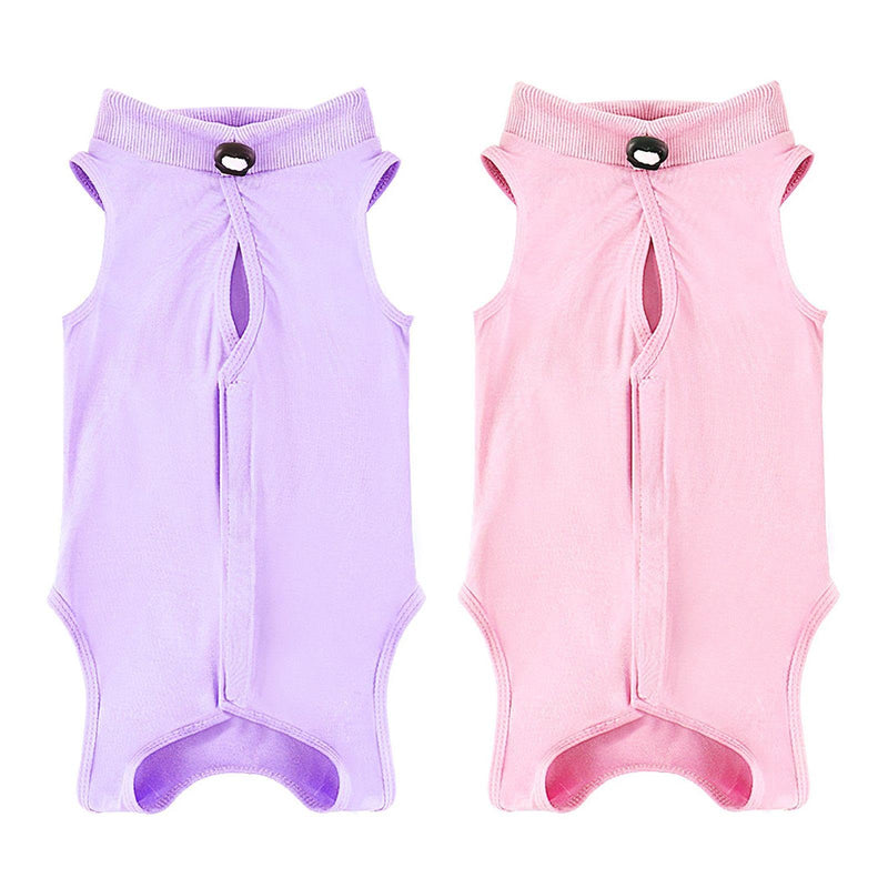 2 Pieces Post-Operative Clothing, Anti-Lick Pet Vest, Soft and Comfortable Clothing, Pet Supplies (Purple, Pink)