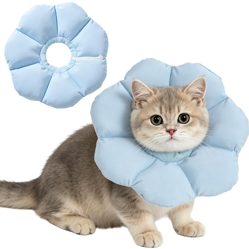 Cat Collar Size M, Large Diameter Cat Collar, Adjustable Lick Protection Cat, Soft Collar for Cats Small Dogs After Surgery, Elizabethan Collar, Blue Blue Ball Orange-2