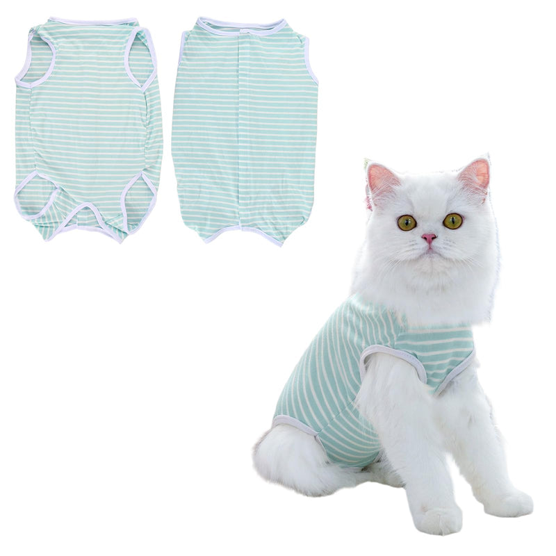 Cat Bodysuit After Surgery, Professional Recovery Suit for Cats After Surgery, Post-Operative Cat Clothes for Abdominal Wounds, Anti-Leak Suit After Castration, Alternative to E-Collar (Green, XS) Green