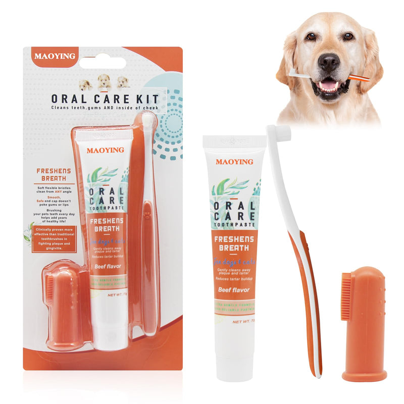 Dog toothbrush, dog toothpaste, dog dental care set, dog toothpaste against tartar, toothbrush dog toothbrush for small refreshes breath, removes tartar