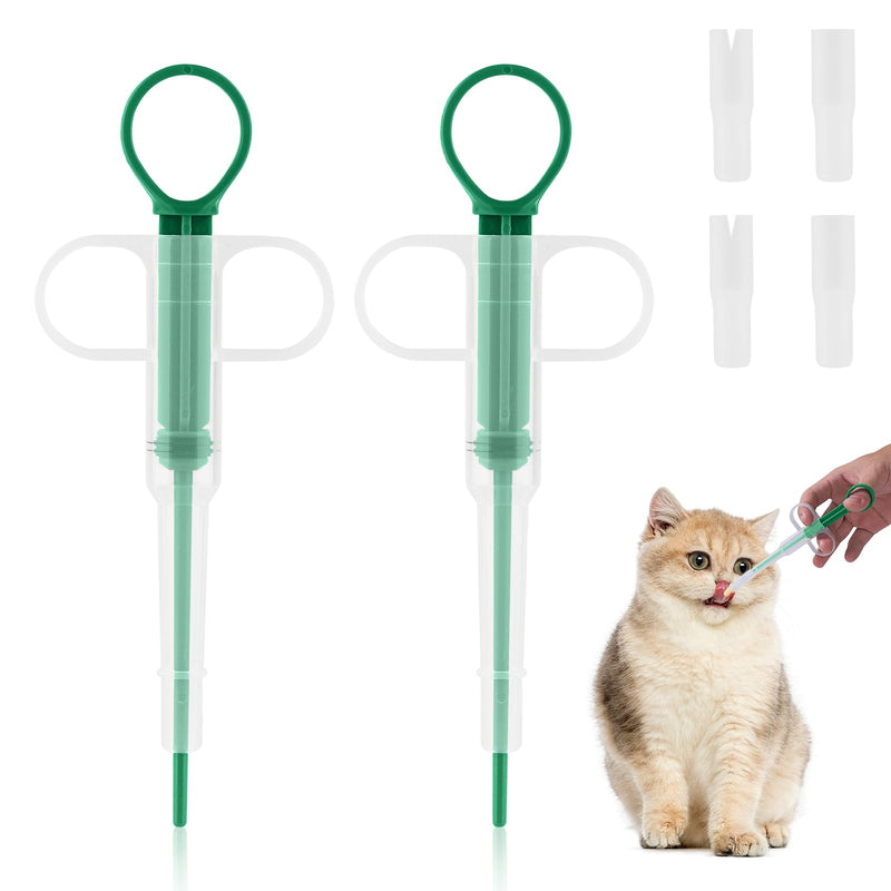 Pack of 2 Cat Pill Dispenser, Pill Dispenser for Cats, Medication Feeder Pet Pusher Shooter Pills Feeder Pet Medicine Syringe Dogs Pet Feeders for Cats Dogs Small Animal (Green) Green