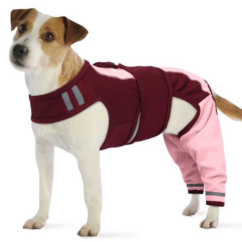 PUMYPOREITY Dog Bodysuit After Op, Dog Bodysuit Male Long Rear Legs Elbow Bandage Dog Rear Legs Surgical Suit Medical Pet Shirt Knee Support Rear Leg (Pink, XS) pink
