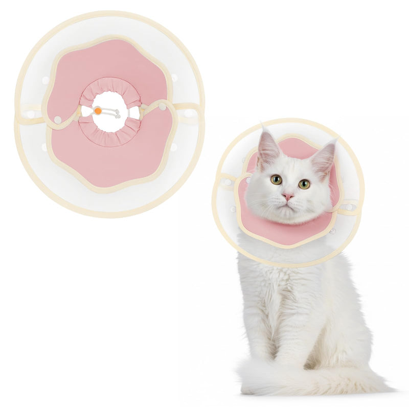 Supet Soft Cat Collar - 2-in-1 Waterproof Design for Post-Surgery Time or Skin Problems, An Alternative to Cat Collar to Prevent Licking (Pink, S) pink