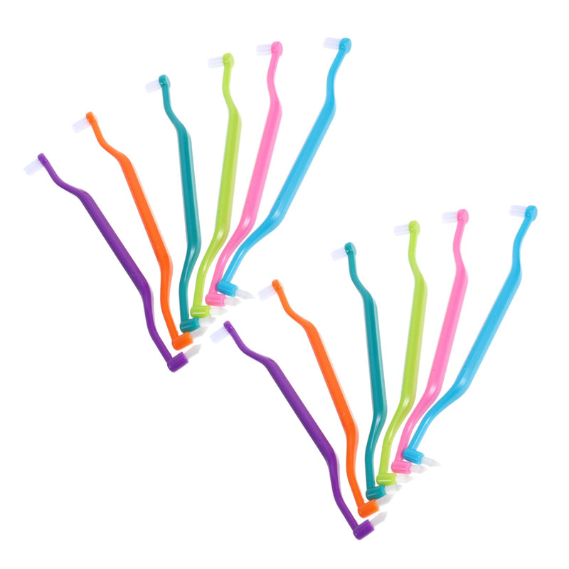 COLLBATH Pack of 12 Double Sided Pet Toothbrushes with Soft Bristles Double Head for Small Dogs and Cats Interdental Cleaning Ergonomic and Gentle Dental Care for Pets