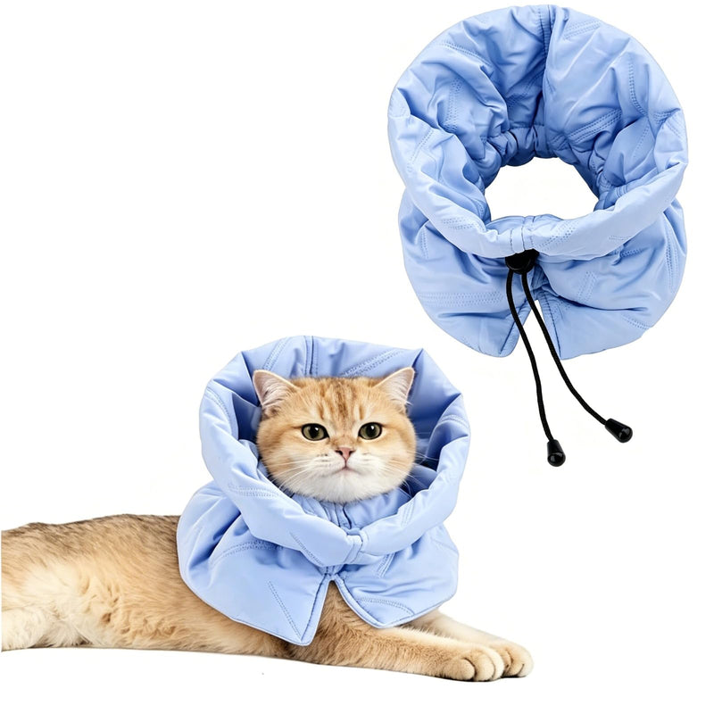 Adjustable Soft Cat Collar, Cat Collar, Breathable, Cat Collar After Surgery, Protective Collar Prevents Licking Wounds for Cats and Kittens, (Light Blue, M)