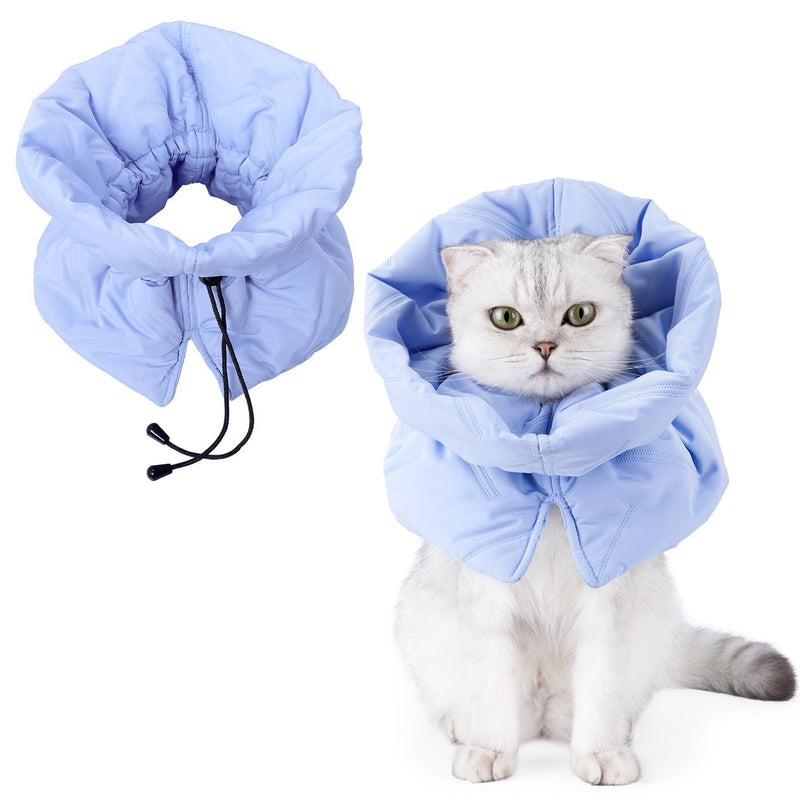 Protective Collar for Cats, Soft, Adjustable and Breathable Collar, to Protect Wounds, Suitable for Cats and Kittens, Prevents Licking Wounds (Blue M)