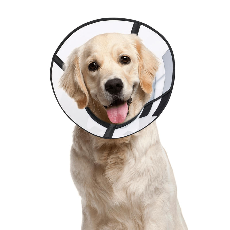 Cone Collar for Dogs, Collar Dog Leak Protection, Large, Black Dog Collar, Leak Protection with Fastening, Protective Collar for Dogs After Surgery Recovery, Adjustable and Foldable