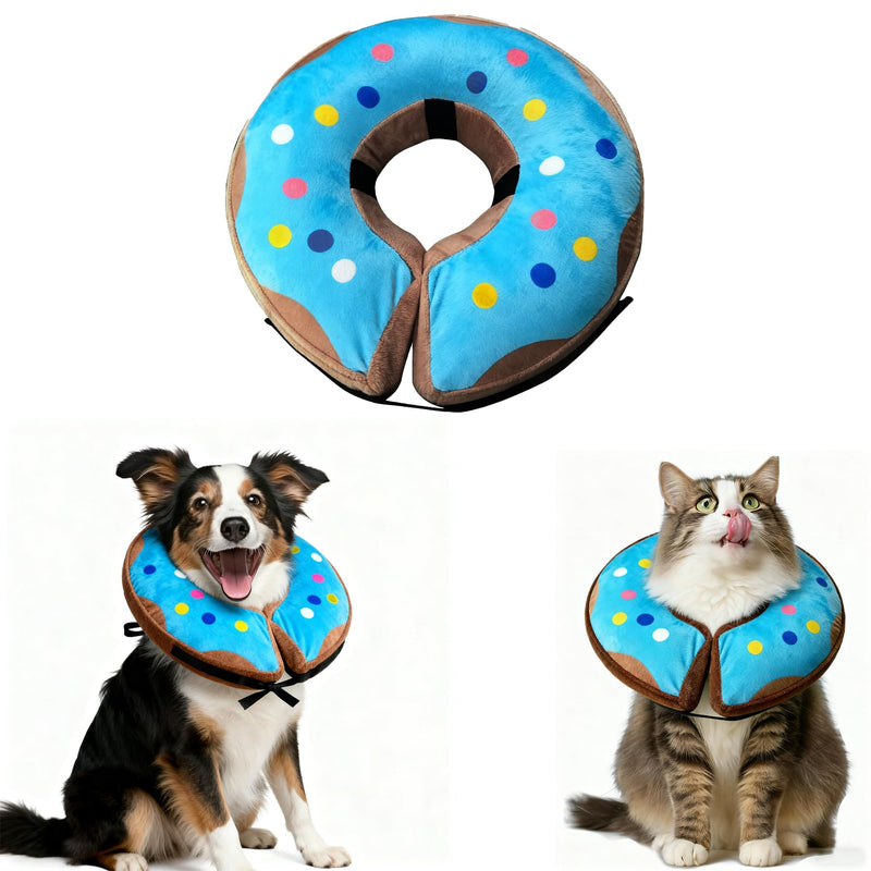 Inflatable Dog Collar Soft with Adjustable Fastening, Suitable for Wound Healing After Surgery, Does Not Affect Sleep or Eating sky blue XL