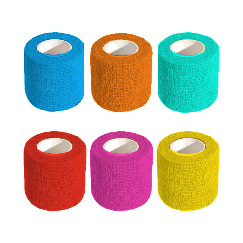 6 Rolls Elastic Bandage, Self-Adhesive, 5 cm x 4.5 m, Adhesive Bandage, Children's Self-Adhesive Fixation Bandage, Bandage Material for Dogs, Horses, Pets, Wraps, Fingers Colourful