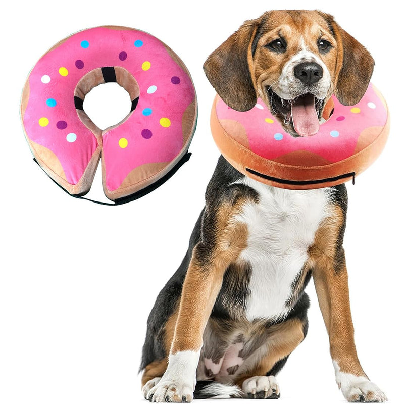 PVC Inflatable Dog Collar Elizabeth Circle, Protective Collar for Pets, Anti-Leak Protection After Surgery (Pink, S, for Dogs)