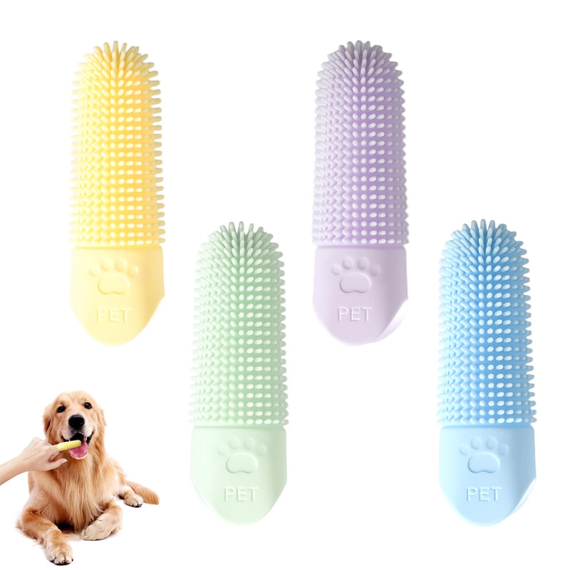 Pack of 4 Finger Cots Dog Dental Care Toothbrushes Made of Soft Silicone for Pets Dog Toothbrush Cats Toothbrush Cleaner for Pets Fresh Breath Finger Toothbrush