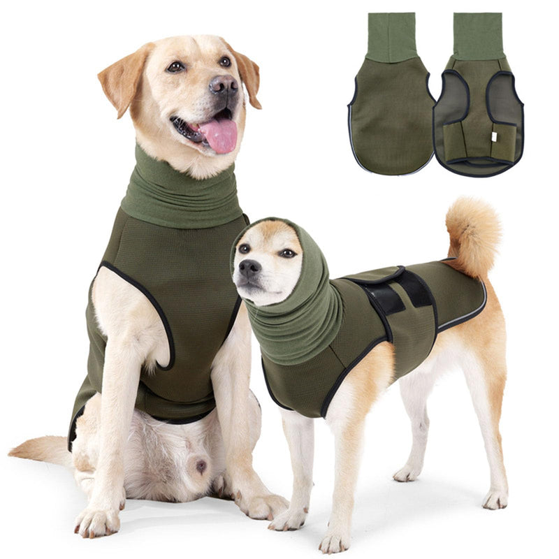 Breathable Calming Vests for Dogs, Anti-Stress Vest for Dogs with Earmuffs & Hood, Soothing Dog Coat, Easy Adjustment, Dog Calming Vest, Relieve Nervous (Green, L) Green