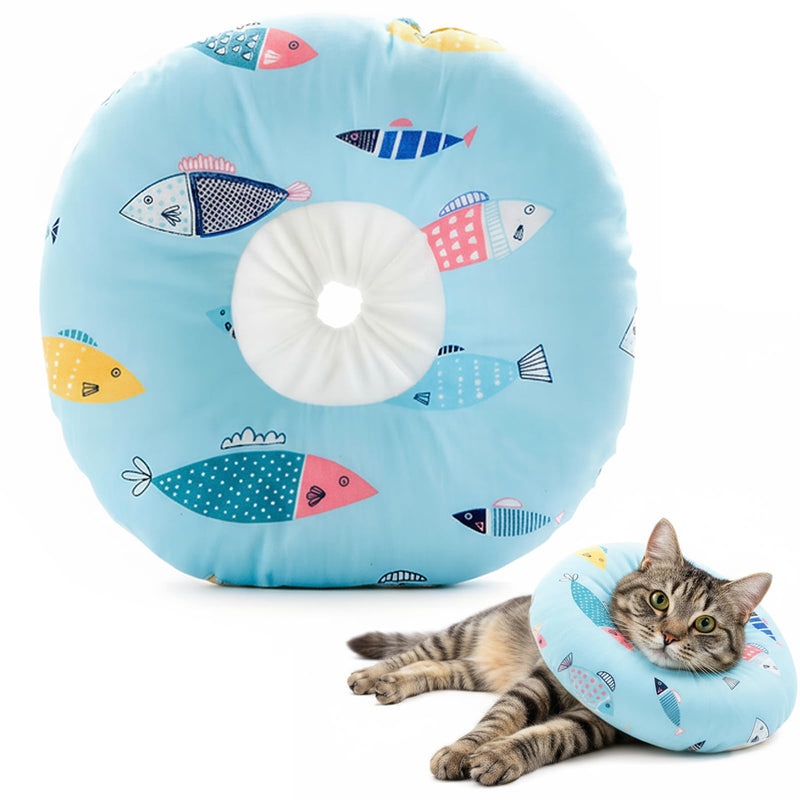 Waterproof Cat Collar Dirt-Repellent Cat Collar Protective Collar Adjustable Collar Soft Collar Cone After Surgery and Injuries for Puppies Dogs Recovery (Blue, M) blue